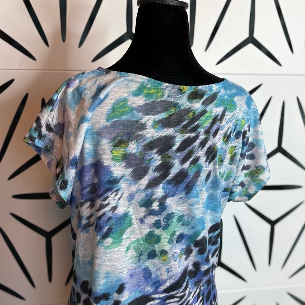 Apt. 9 Blue Watercolor Short-Sleeve T-Shirt Women’s Size M - Picture 5 of 9